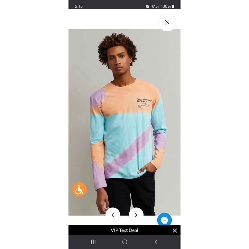 New Medium Reason Baxter Tie Dye Pastel Long Sleeve Tee TShirt Streetwear Top